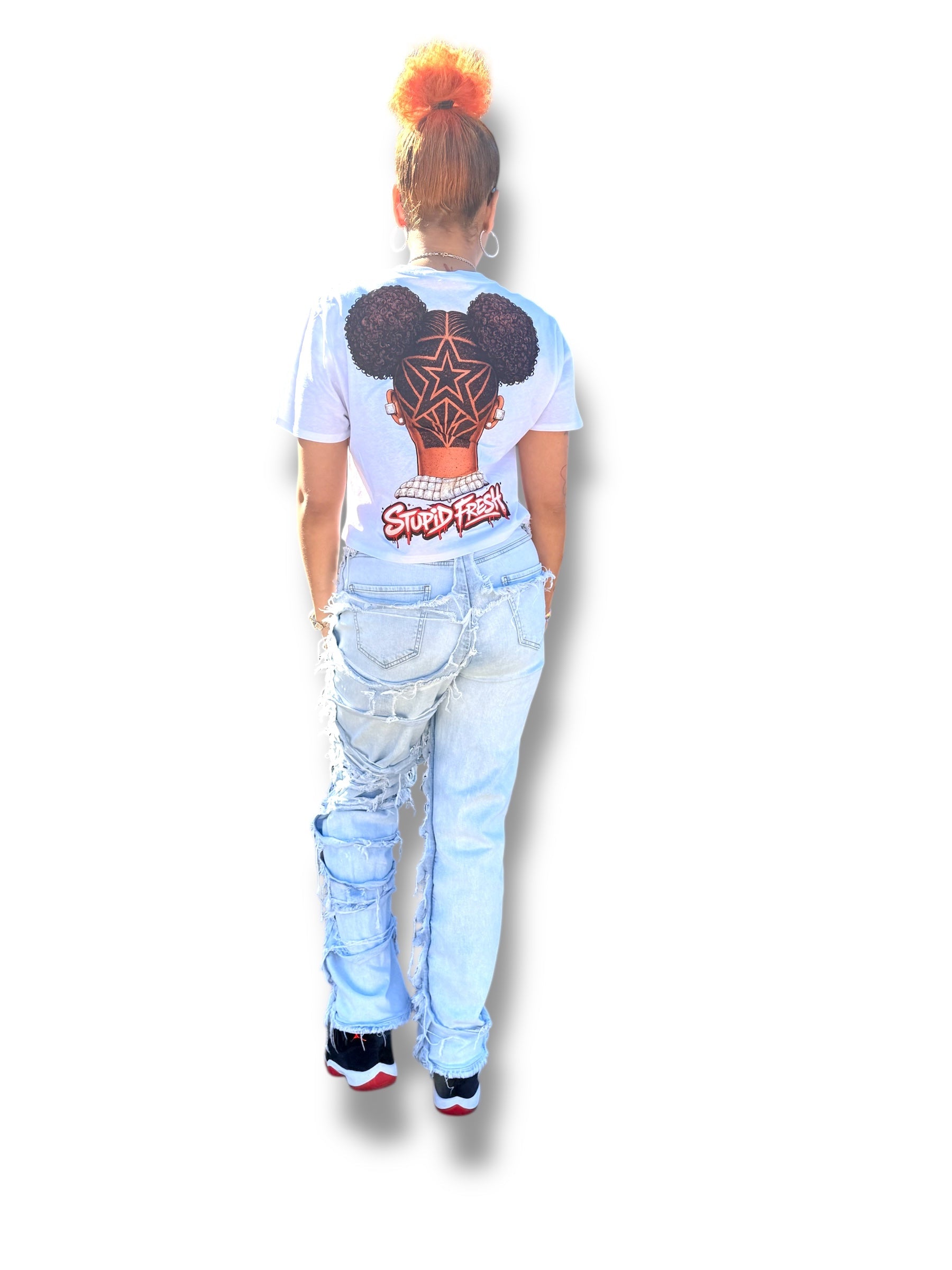 Stupid fresh woman’s character cropped box shirt