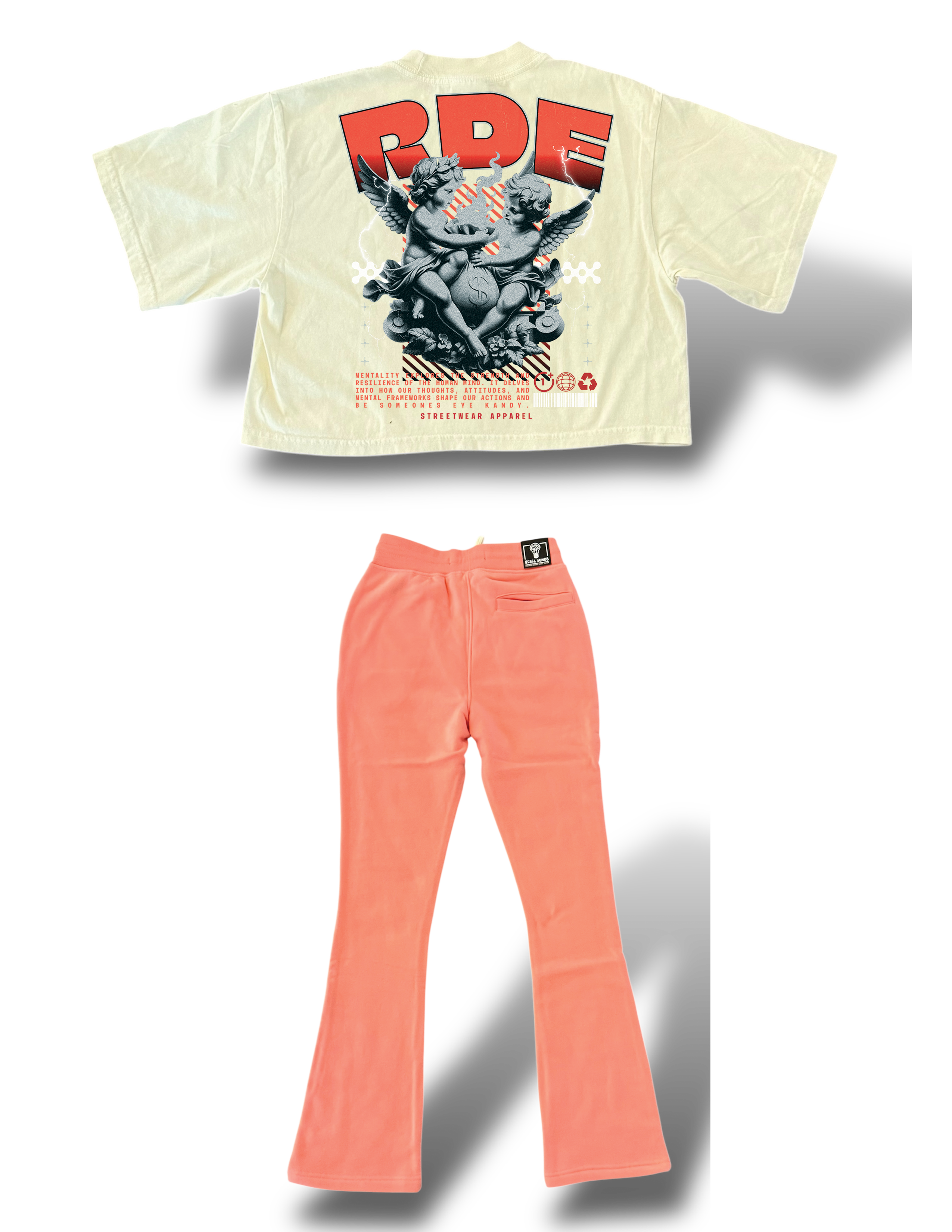 2 piece RDE stacked jogger & cropped shirt set