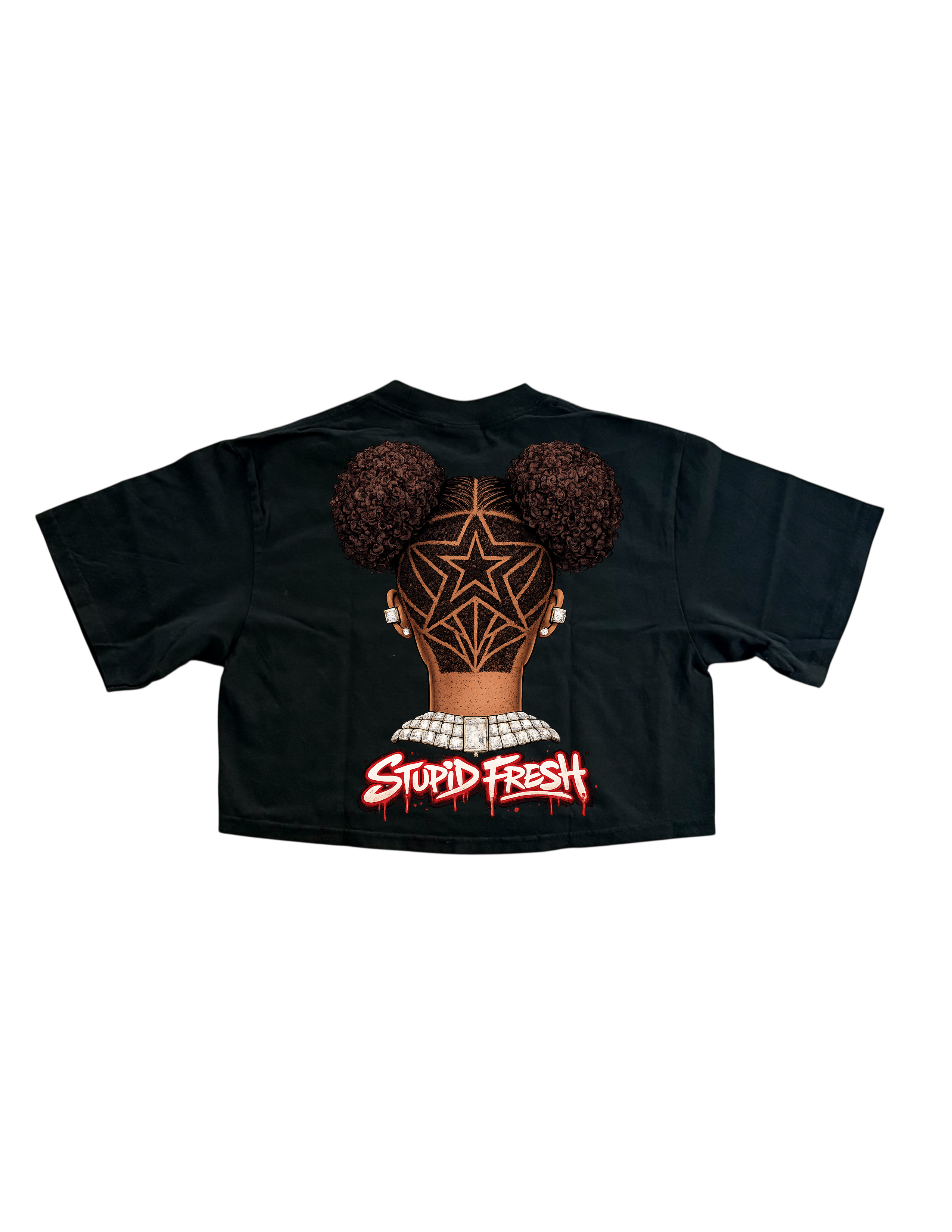Stupid fresh woman’s character cropped box shirt