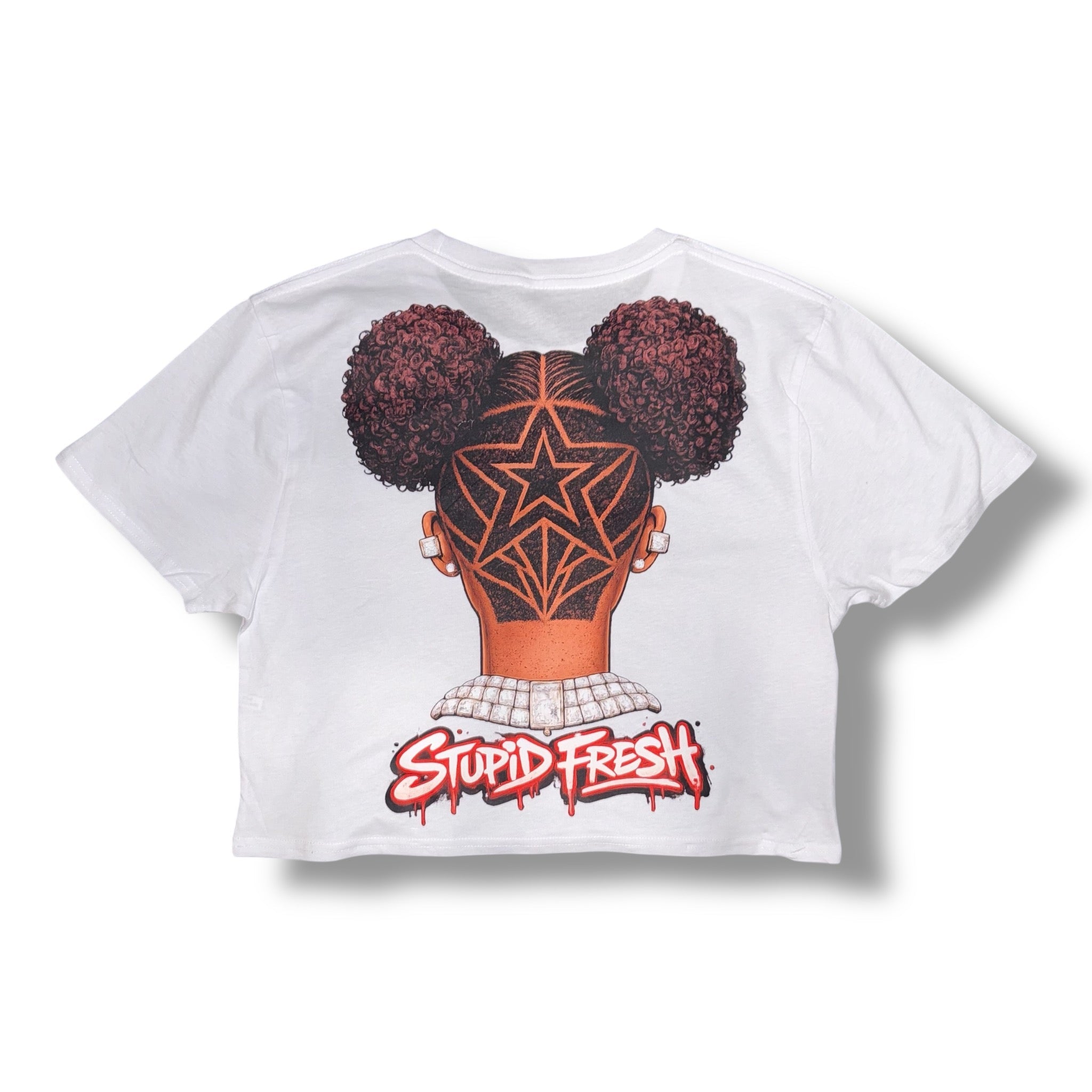 Stupid fresh woman’s character cropped box shirt