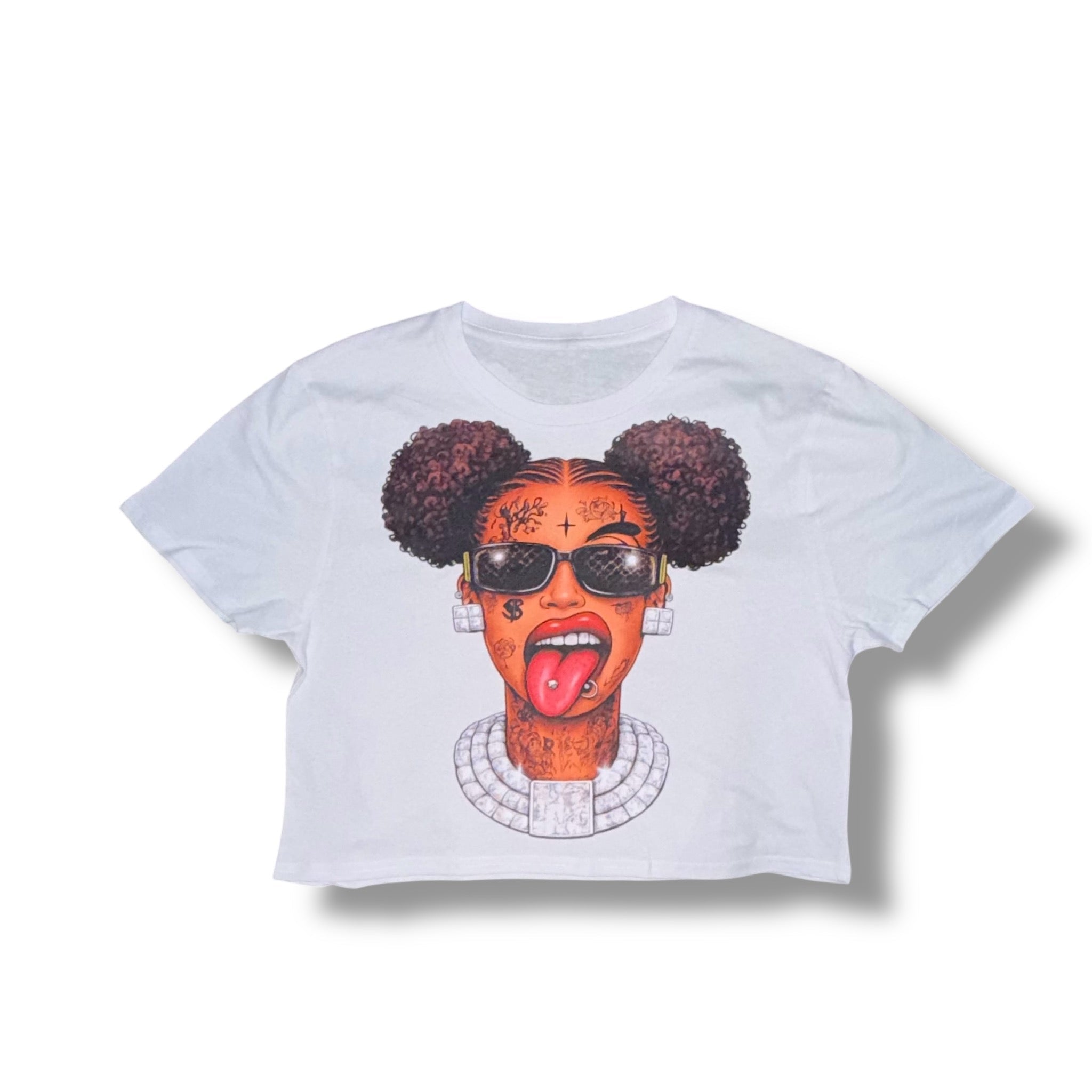 Stupid fresh woman’s character cropped box shirt