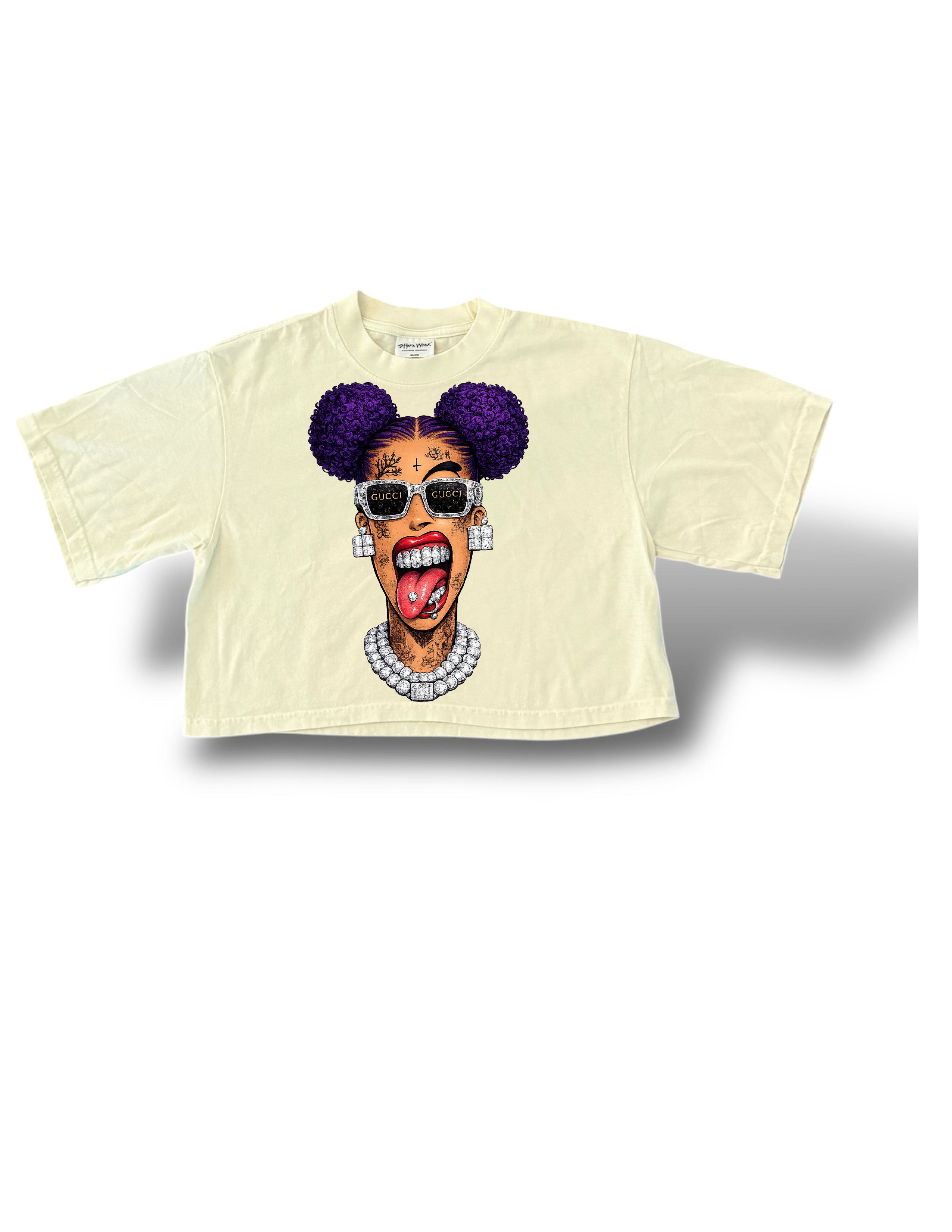 Stupid fresh woman’s character cropped box shirt
